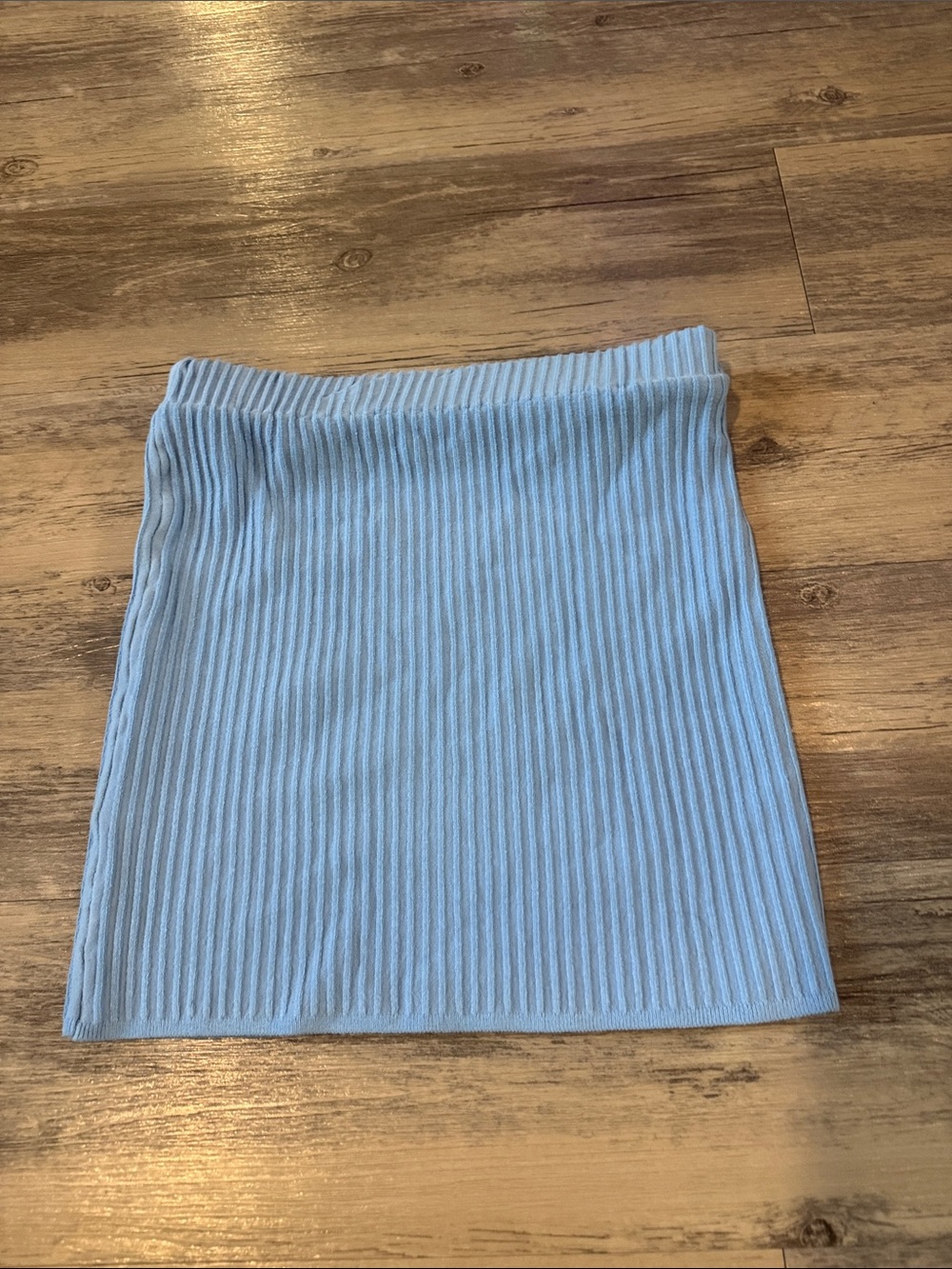 Amazon Ribbed Knit Mini Skirt - Light Blue